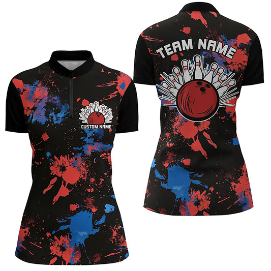 Red White And Blue Colors Camo Custom Women Bowling Team Shirts Bowler Outfits IPHW6471