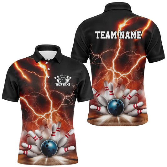 Red Thunder Lightning Custom Bowling Shirts For Men, Bowling League Shirts Bowling Team Jersey IPHW7536