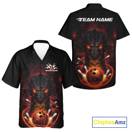 Custom Dragon Bowling Team Men And Women Hawaiian Shirt, Dragon Bowling Jersey Bowlers Outfit IPHW10271