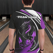 Load image into Gallery viewer, Custom Black And Purple Dragon Bowling Jerseys, Dragon Bowling Team Polo Shirts For Men IPHW8650