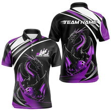 Load image into Gallery viewer, Custom Black And Purple Dragon Bowling Jerseys, Dragon Bowling Team Polo Shirts For Men IPHW8650
