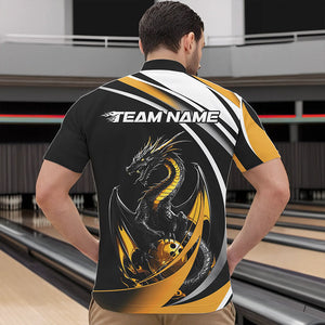 Custom Black And Gold Dragon Bowling Jerseys, Dragon Bowling Team Quarter-Zip Shirts For Men IPHW8651
