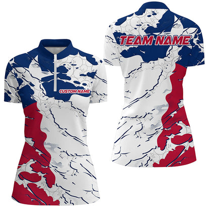 Bowling Ball Pattern Texas Flag Custom Ladies Bowling Team Shirts, Patriotic Bowling Jerseys IPHW6494