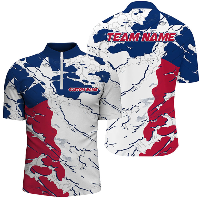 Bowling Ball Pattern Texas Flag Custom Unisex Bowling Team Shirts, Patriotic Bowling Jerseys IPHW6494