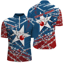Load image into Gallery viewer, Custom Texas Bowling Shirts For Men, Barbed Wire Texas Star Bowling Team Shirt Bowler Outfit  IPHW7549