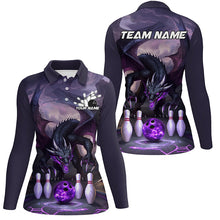 Load image into Gallery viewer, Custom Purple Dragon Bowling Shirts For Women, Bowling Team Shirt Bowler Outfit Uniform IPHW7986