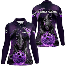 Load image into Gallery viewer, Custom Purple Dragon Bowling Team Shirts For Women, Bowling Tournament Bowler Uniform IPHW7987