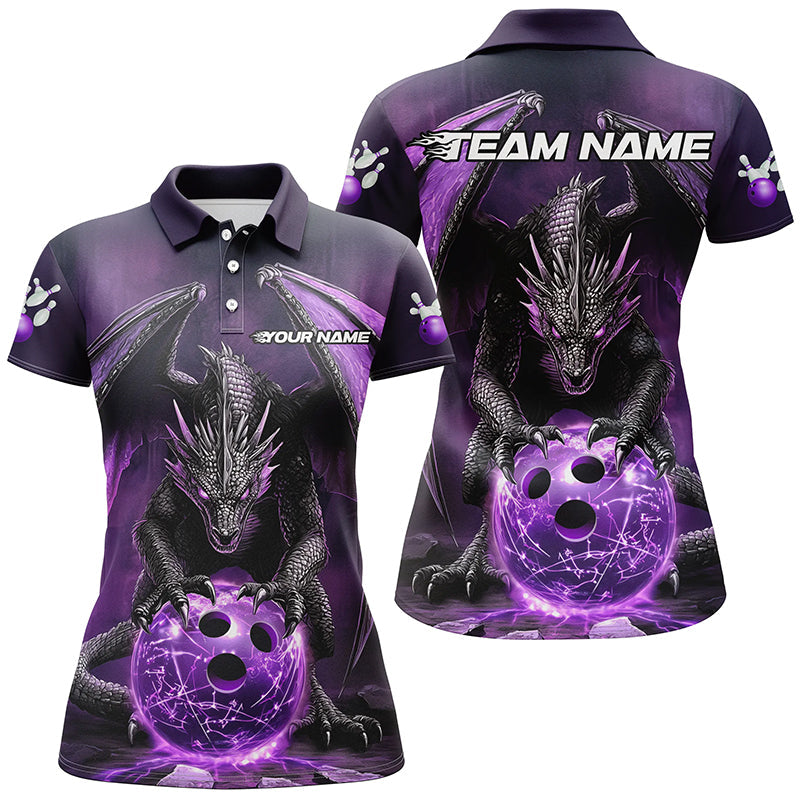 Custom Purple Dragon Bowling Team Shirts For Women, Bowling Tournament Bowler Uniform IPHW7987