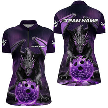 Load image into Gallery viewer, Custom Purple Dragon Bowling Team Shirts For Women, Bowling Tournament Bowler Uniform IPHW7987