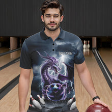 Load image into Gallery viewer, Custom Thunder Lightning Purple Dragon Bowling Polo Shirts For Men, Bowling Team Uniform IPHW8676