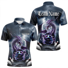 Load image into Gallery viewer, Custom Thunder Lightning Purple Dragon Bowling Polo Shirts For Men, Bowling Team Uniform IPHW8676