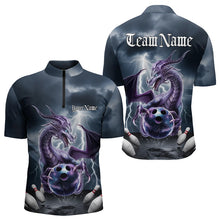 Load image into Gallery viewer, Custom Thunder Lightning Purple Dragon Bowling Quarter-Zip Shirts For Men, Bowling Team Uniform IPHW8676
