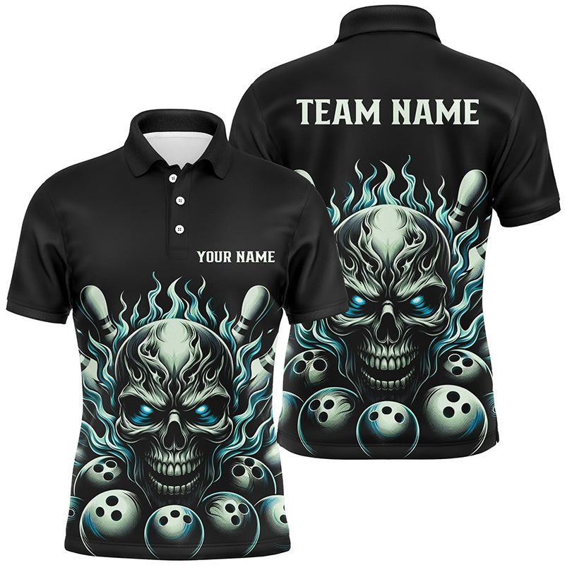 Multi-Color Custom Skull Bowling Shirts For Men And Women, Unisex Flame Bowling Team Shirts For Bowlers IPHW5926
