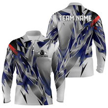Load image into Gallery viewer, Blue And Gray Custom Men Bowling Team Long Sleeve Polo Shirts, Bowling Tournament Jerseys For Bowlers IPHW6188