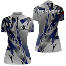 Load image into Gallery viewer, Blue And Gray Custom Ladies Bowling Team Shirts, Bowling Tournament Jerseys For Bowler Gift IPHW6188