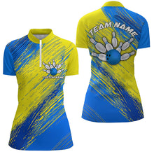 Load image into Gallery viewer, Yellow And Blue Ladies Bowling Shirts Team, Custom Name Bowling Tournament Jerseys IPHW6190