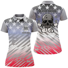 Load image into Gallery viewer, Custom American Flag Skull Bowling Shirts For Women, Patriotic Team Bowling Jerseys IPHW6193