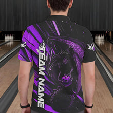 Load image into Gallery viewer, Black And Purple Custom Dragon Bowling Team Polo Shirts For Men, Bowling League Shirt IPHW8966