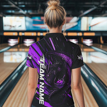 Load image into Gallery viewer, Black And Purple Custom Dragon Bowling Team Polo Shirts For Women, Bowling League Shirt IPHW8966