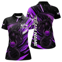 Load image into Gallery viewer, Black And Purple Custom Dragon Bowling Team Polo Shirts For Women, Bowling League Shirt IPHW8966