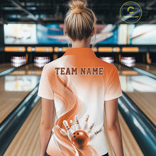 Load image into Gallery viewer, Custom Orange Bowling Jerseys For Women, Bowling Team Tournament Quarter-Zip Shirt IPHW11368