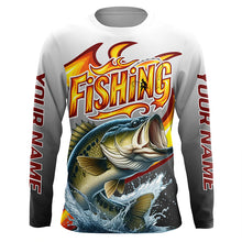 Load image into Gallery viewer, Custom Largemouth Bass Flame Fishing Shirts, Bass Long Sleeve Fishing Jerseys Fishing Gifts IPHW6688