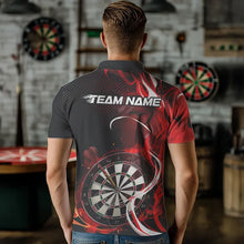 Load image into Gallery viewer, Custom Black And Red Flame Dart Team Polo Shirts For Men, Dart Tournament Shirts IPHW8502