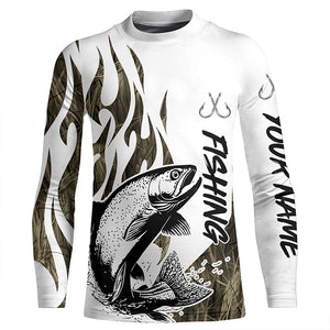 Rainbow Trout Fishing Camo Tattoo Custom Long Sleeve Fishing Shirts, Trout Tournament Fishing Shirt IPHW6542