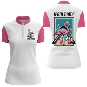 Flamingo On The Lane Custom Pink Flamingo Bowling Bowling Team Shirts For Women IPHW6698