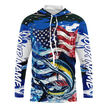 Load image into Gallery viewer, Sailfish Fishing Custom Long Sleeve Fishing Shirts, American Flag Patriotic Sailfish Fishing Shirt IPHW7023