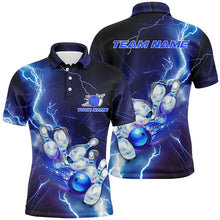 Load image into Gallery viewer, Blue Lightning Thunder Custom Bowling Team Jersey,Team Bowling Shirts For Men IPHW5152