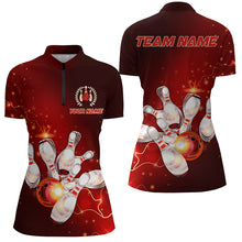 Load image into Gallery viewer, Red Thunder Lightning Custom Bowling Shirts For Women, Personalized Bowling Team Jerseys IPHW5153
