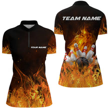 Load image into Gallery viewer, Custom Bowling Shirts For Women, Personalized Flame Bowling Team Jerseys IPHW5165