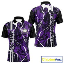 Load image into Gallery viewer, Custom Purple Camo Strike Bowling Shirts For Men, Bowling League Team Jerseys IPHW10616