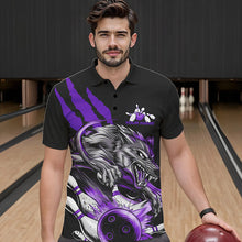 Load image into Gallery viewer, Custom Black And Purple Wolf Bowling Men Polo Shirts, Wolf Scratch Bowling Team League Shirt IPHW8721