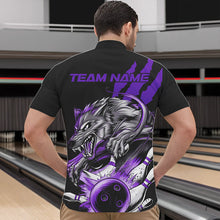 Load image into Gallery viewer, Custom Black And Purple Wolf Bowling Men Quarter-Zip Shirts, Wolf Scratch Bowling Team League Shirt IPHW8721