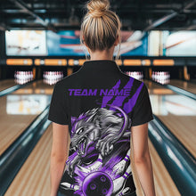 Load image into Gallery viewer, Custom Black And Purple Wolf Bowling Women Quarter-Zip Shirt, Wolf Scratch Bowling Shirt IPHW8721