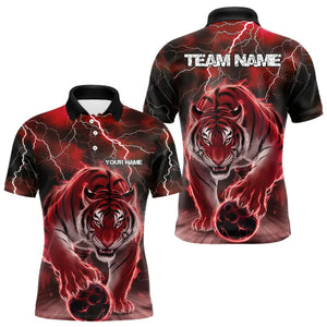 Red Thunder Lightning Custom Flame Tiger Bowling Polo Team Shirts For Men Bowlers Outfit IPHW8266