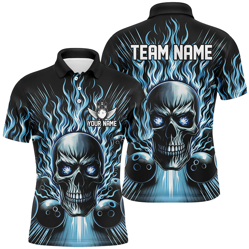 Personalized Multi-Color Skull Bowling Shirt For Men, Women And Kids, Custom Team'S Name Flame Bowler Jerseys IPHW5819