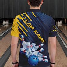 Load image into Gallery viewer, Custom Blue And Yellow Bowling Jerseys, Bowling Team Polo Shirts For Men Bowling Tournament IPHW8530