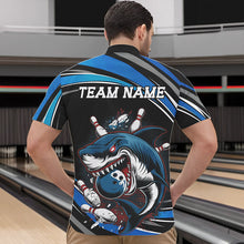 Load image into Gallery viewer, Black And Blue Custom Shark Bowling Team Quarter-Zip Shirts For Men, Shark Bowling League Shirt IPHW8727