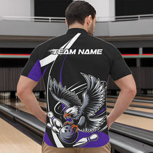 Load image into Gallery viewer, Custom Black And Purple Eagle Bowling Men Quarter-Zip Shirts, Eagle Bowling Team Jerseys IPHW8734