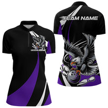 Load image into Gallery viewer, Custom Black And Purple Eagle Bowling Women Quarter-Zip Shirts, Eagle Bowling Team Jerseys IPHW8734