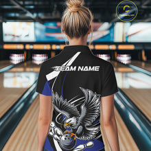 Load image into Gallery viewer, Custom Black And Blue Eagle Bowling Jerseys, Eagle Bowling League Shirt Team Uniform IPHW10815