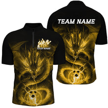 Load image into Gallery viewer, Black And Gold Custom Dragon Bowling Shirts For Men, Bowling Team Uniform Bowler Outfits IPHW7617