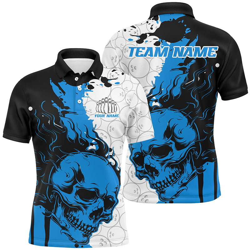 Personalized Multi-Color Flame Skull Bowling Team Shirts, Bowling Ball Pattern Bowling Jersey For Men And Women IPHW6567