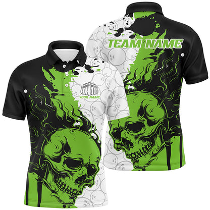 Personalized Multi-Color Flame Skull Bowling Team Shirts, Bowling Ball Pattern Bowling Jersey For Men And Women IPHW6567