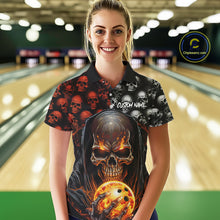 Load image into Gallery viewer, Custom Skull Bowling Mens Polo Shirts Bowling League Team Jerseys Bowling Halloween Outfits IPHW5346