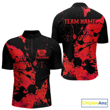 Load image into Gallery viewer, Custom Name Black And Red Splatter Darts Shirts For Men, Dart Team League Shirts IPHW10623