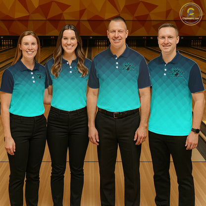 Bowling Heartbeat Pulse Line Blue Argyle Custom Bowling Team Shirts For Women IPHW6253